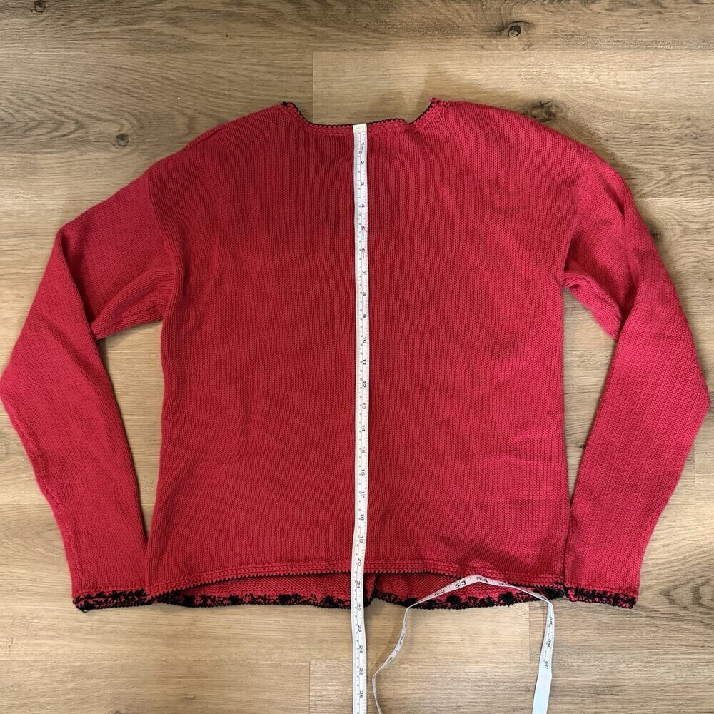 Vintage Style Red Beaded Floral Cardigan Heirloom Collectibles M - Picture 8 of 12